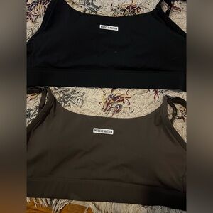 Muscle Nation Women's maternity Scoop Neck Sports Bra - Black & Brown